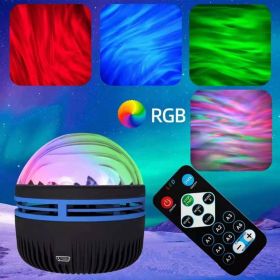 1 Set LED Water Pattern Starry Sky Light; Remote Control Aurora Projection Light; USB Plug-in Bedside Atmosphere Light; Small Magic Ball Stage KTV Hot