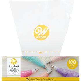 Wilton 16-inch Disposable Decorating Bags, 100-Count, Plastic, Easy-Grab