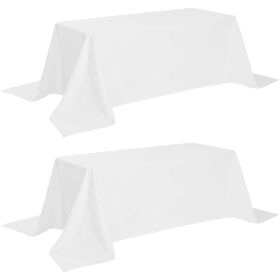 2 Pack Classic White Tablecloth 90x132 inch White Table Clothes for 6 Foot Rectangle Tables 200 GSM Stain and Wrinkle Resistant Washable Fabric