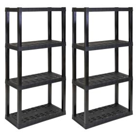 Hyper Tough 4-Tier Shelving Unit, W30 x D14 x H57" Multipurpose Home Storage Organizer, Black, Pack of 2