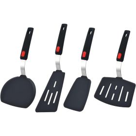 Silicone Spatula Turner, 4-Pack Spatulas 600Â°F Heat Resistant Set for Nonstick Cookware, Kitchen Cooking Utensils BPA Free Rubber Egg, Crepe, Pancake