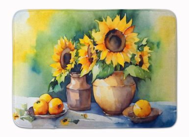 Sunflowers in Watercolor Memory Foam Kitchen Mat Machine Washable Anti-Fatigue Mat Cushion Comfort Bath Mat or Kitchen Rug