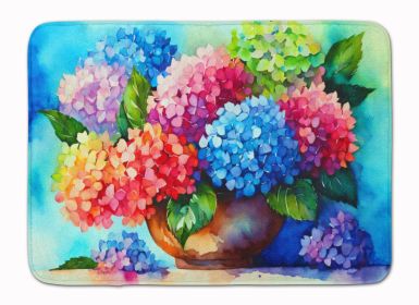 Hydrangeas in Watercolor Memory Foam Kitchen Mat Machine Washable Anti-Fatigue Mat Cushion Comfort Bath Mat or Kitchen Rug