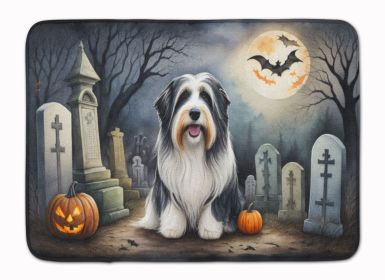 Bearded Collie Spooky Halloween Memory Foam Kitchen Mat Machine Washable Anti-Fatigue Mat Cushion Comfort Bath Mat or Kitchen Rug