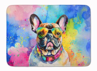 French Bulldog Hippie Dawg Memory Foam Kitchen Mat Machine Washable Anti-Fatigue Mat Cushion Comfort Bath Mat or Kitchen Rug