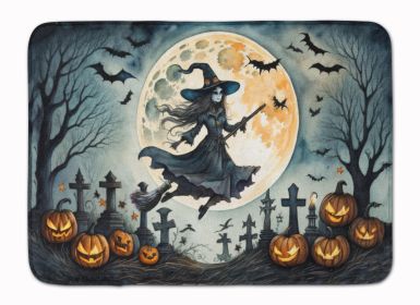 Flying Witch Spooky Halloween Memory Foam Kitchen Mat Machine Washable Anti-Fatigue Mat Cushion Comfort Bath Mat or Kitchen Rug