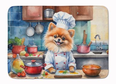 Pomeranian The Chef Memory Foam Kitchen Mat Machine Washable Anti-Fatigue Mat Cushion Comfort Bath Mat or Kitchen Rug