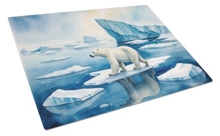 Polar Bear on the Ice Glass Cutting Board Decorative Tempered Glass Kitchen Cutting and Serving Board Large Size Chopping Board