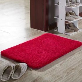 1pc Thickened High Fluff Floor Mat Bathroom Water Absorption Anti-skid Mat Bathroom Doormat Bedroom Carpet Floor Mat (Color: Red, size: 19.69*31.5inch)