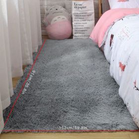 Nordic Silk Wool Carpet; Living Room Sofa Coffee Table Blanket; Bedroom Bedside Soft Full Room Plush Floor Mat (Color: Dark Gray, size: 91x152cm/35.83*59.84in)