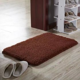 1pc Thickened High Fluff Floor Mat Bathroom Water Absorption Anti-skid Mat Bathroom Doormat Bedroom Carpet Floor Mat (Color: Brown, size: 19.69*31.5inch)