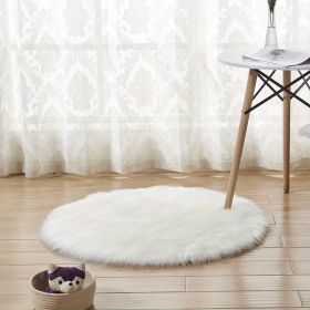 1pc, Plush Imitation Wool Area Rug for Home Living Room and Bedroom - Soft and Durable Floor Mat for Home Decor (Color: White, size: Diameter 35.43inch)