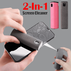 Mobile Phone Screen Cleaner 10ml Portable Rectangle Shape Microfiber Anti Dust Mobile Phone Screen Cleaner Spray Cleaner Wipe Bottle (Color: Pink)