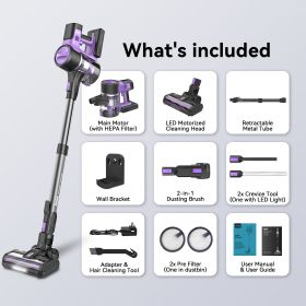 INSE S10 Cordless Vacuum Cleaner, 6-in-1 Stick Vacuum with 30Kpa 350W Suction, Max 50 Min Runtime Rechargeable Vacuum Cleaner (Plug Type: EU, Color: S10 Purple)