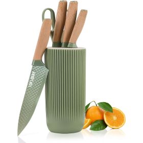 Kitchen Knife Set, 6 Pieces Green Professional Knife Set with Universal Knife Block, Super Sharp Knife Set with Ergonomic Handle (Brand: Dot Pet)