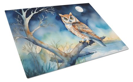 Owl Perched in Coastal Tree Glass Cutting Board Decorative Tempered Glass Kitchen Cutting and Serving Board Large Size Chopping Board (default: default)