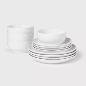 12pc Stoneware Westfield Dinnerware Set (Color: Ivory)