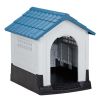 26 inch Plastic Dog House, Indoor Outdoor Doghouse Pet House with Air Vents and Elevated Floor