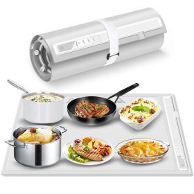 Silicone Electric Roll Up Heating Tray Food Warmers Mat Portable Hot Plates to Keep Food Warm (Color: Gray)