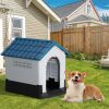 26 inch Plastic Dog House, Indoor Outdoor Doghouse Pet House with Air Vents and Elevated Floor