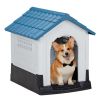 26 inch Plastic Dog House, Indoor Outdoor Doghouse Pet House with Air Vents and Elevated Floor